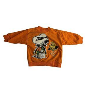 Vintage KIDS Snoopy and Woodstock Halloween Sweatshirt 2T Orange Made In USA